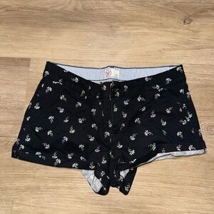 SO Black Shorts with White Floral Design